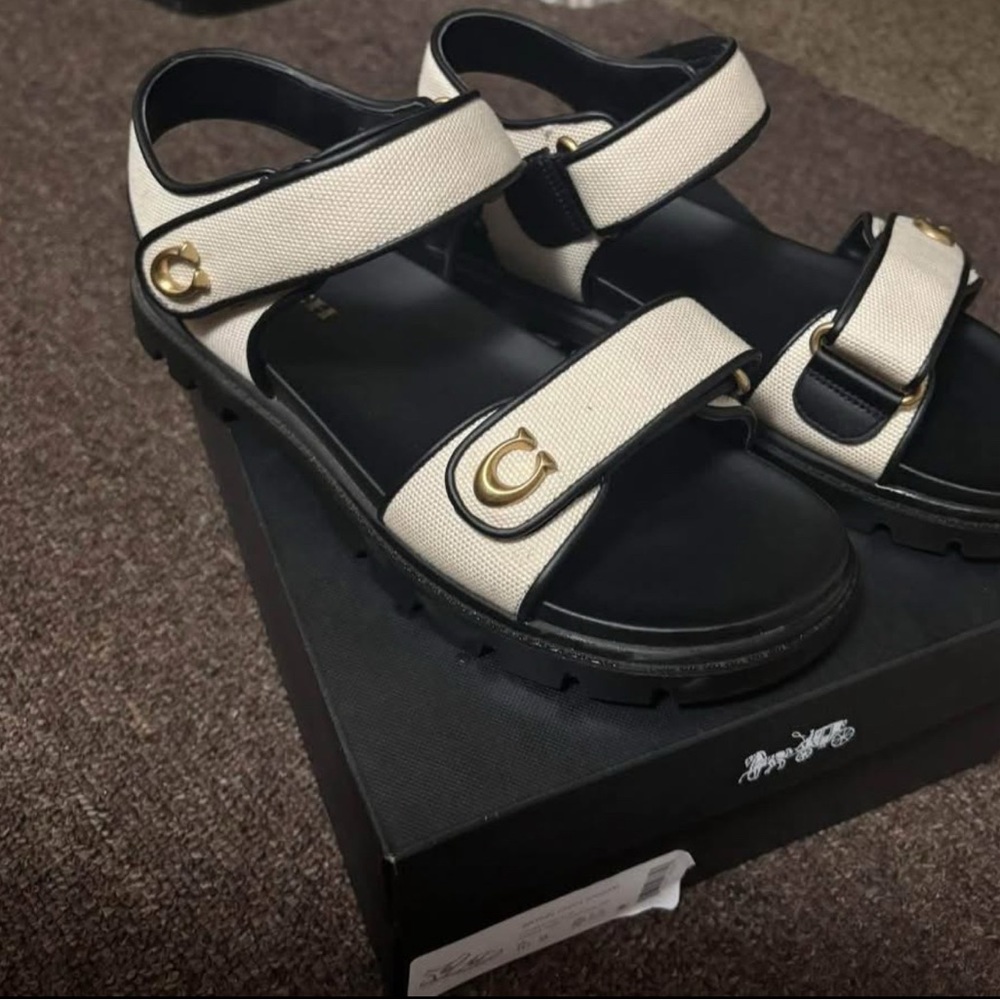 Coach Women's Sandals in Black and Cream